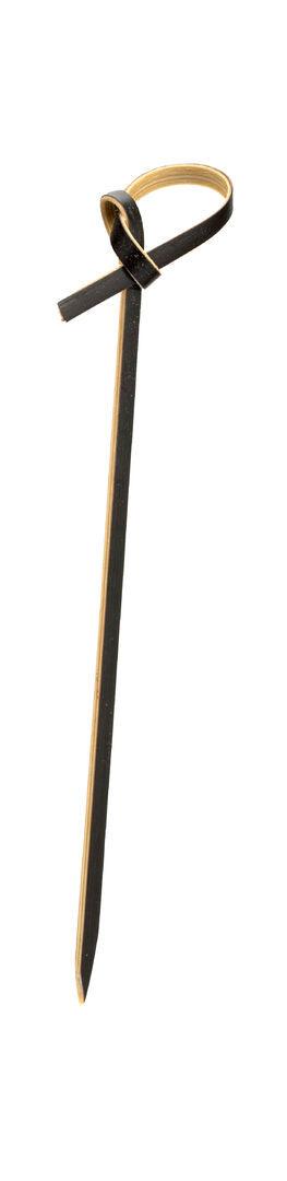 A black and gold knife on a white background.