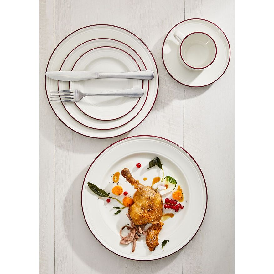 Utopia | Tableware | Bead Maroon Band Stacking Cup 20cl (7oz) | Bespoke77