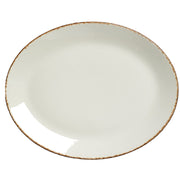 Utopia | Tableware | Brown Dapple Oval Coupe Plate 34.25cm (13 1/2") | Bespoke77