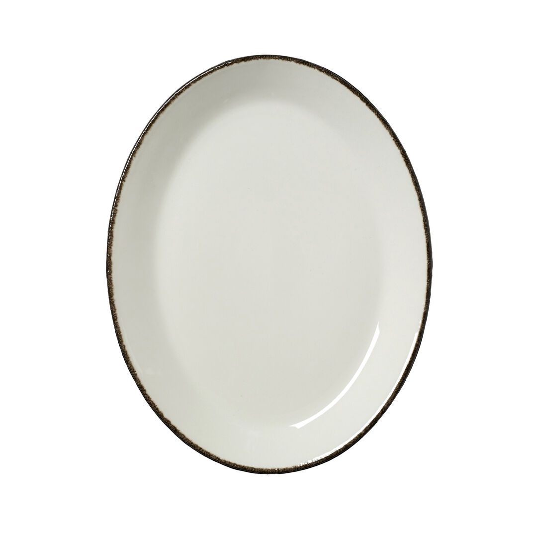 Utopia | Tableware | Charcoal Dapple Oval Coupe Plate 28cm (11") | Bespoke77