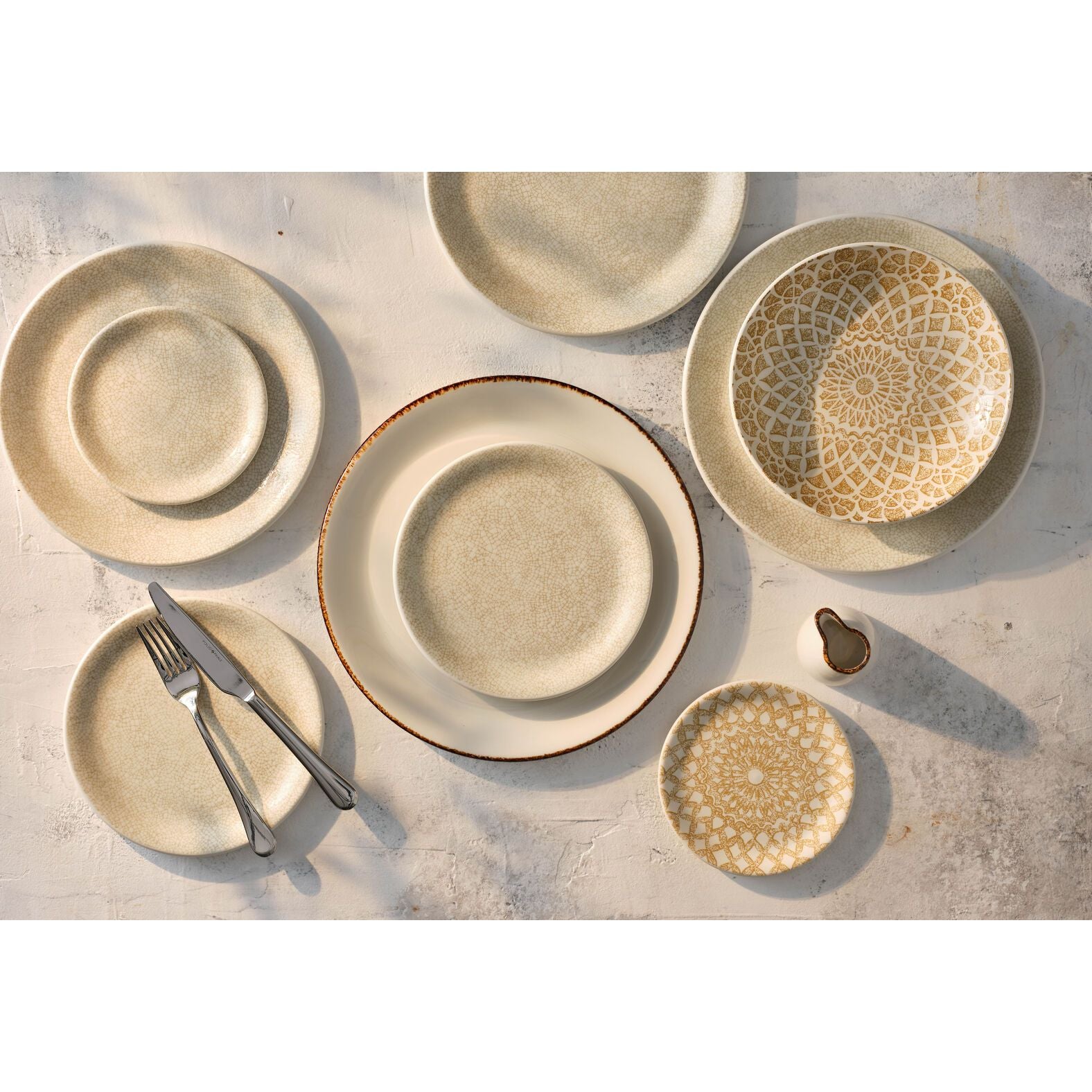 Utopia | Tableware | Ink Crackle Taupe Coupe Plate 25.25cm (10") | Bespoke77