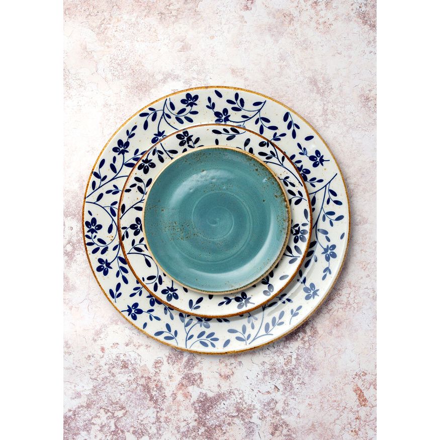 Utopia | Tableware | Flora Blue Coupe Bowl 25.5cm 120.25cl (10" 42 2/7oz) | Bespoke77