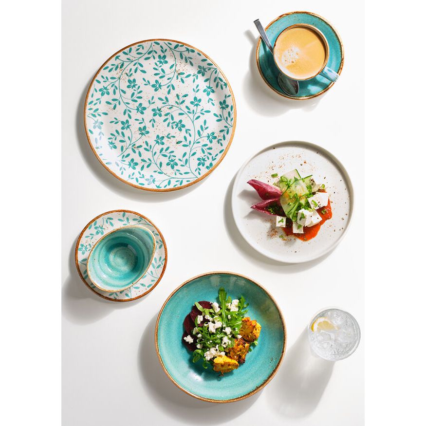 Utopia | Tableware | Flora Aqua Coupe Plate 28cm (11") | Bespoke77