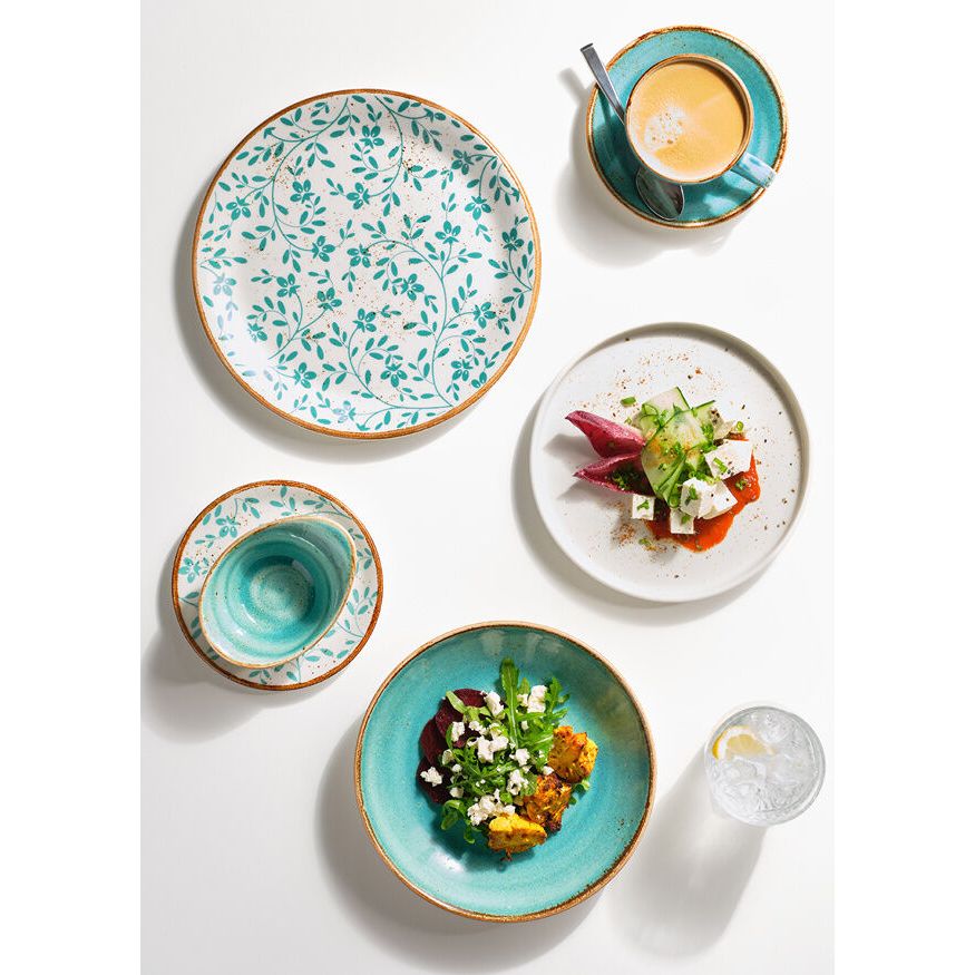 Utopia | Tableware | Flora Aqua Coupe Plate 20.25cm (8") | Bespoke77
