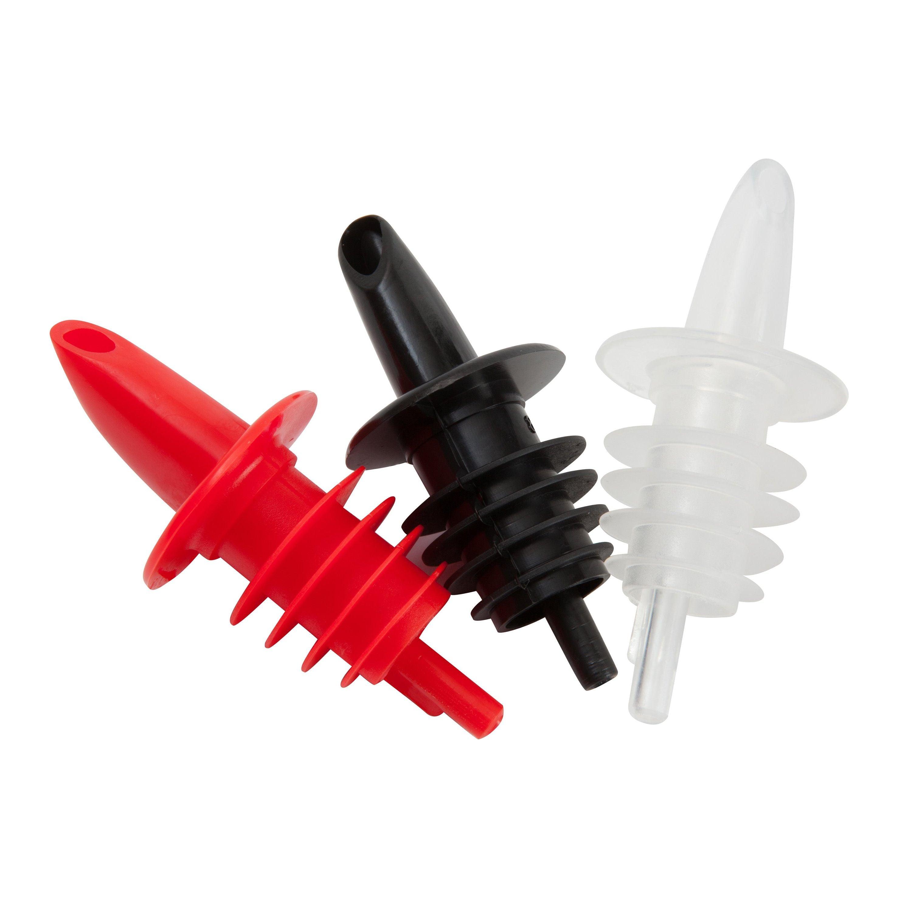 Red Economy Freeflow Plastic Drinks Pourers - 10 Pack