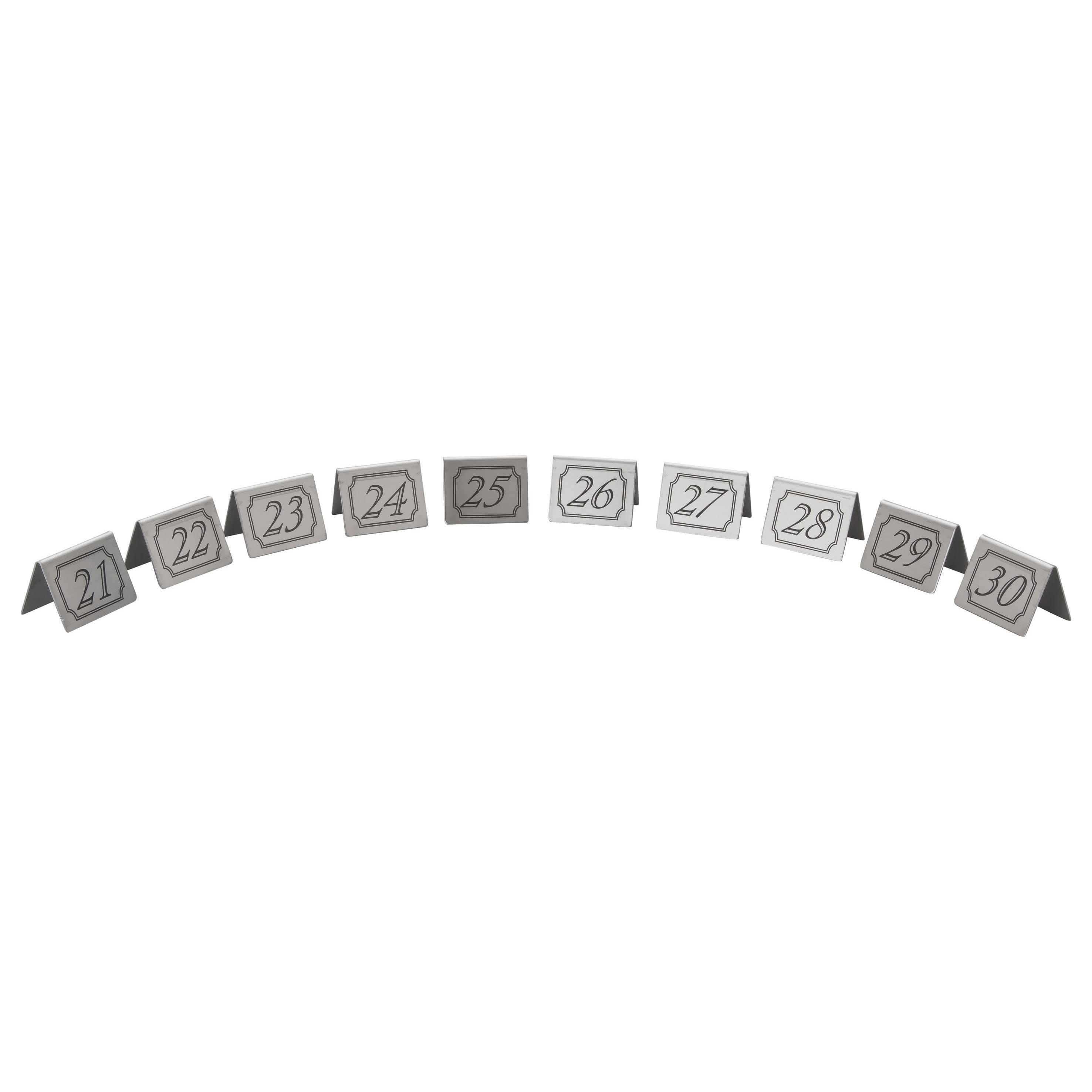 Stainless Steel Table Numbers Set 21 - 30
