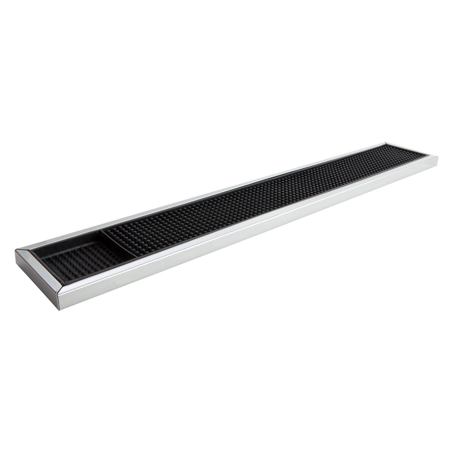 Luxury Black Rubber Bar Mat Set with Stainless Steel Frame