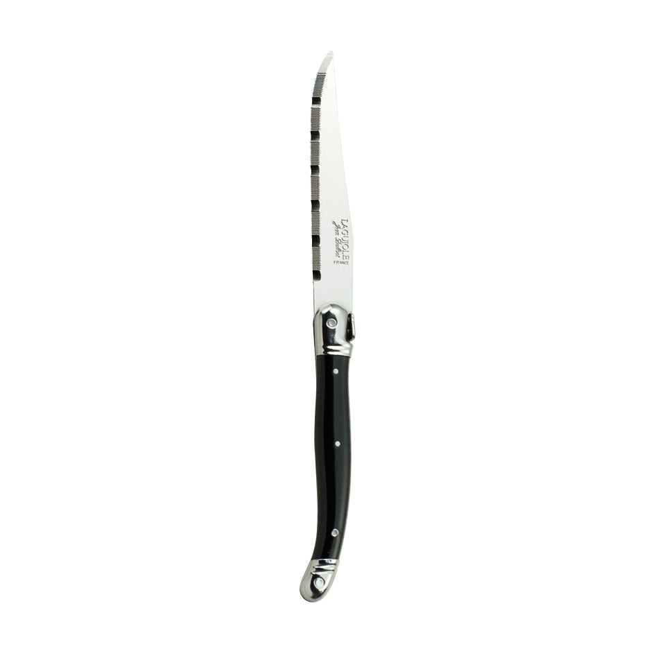 Utopia | Cutlery | Laguiole Black Handle Serrated Steak Knife 1.2mm Blade | Bespoke77