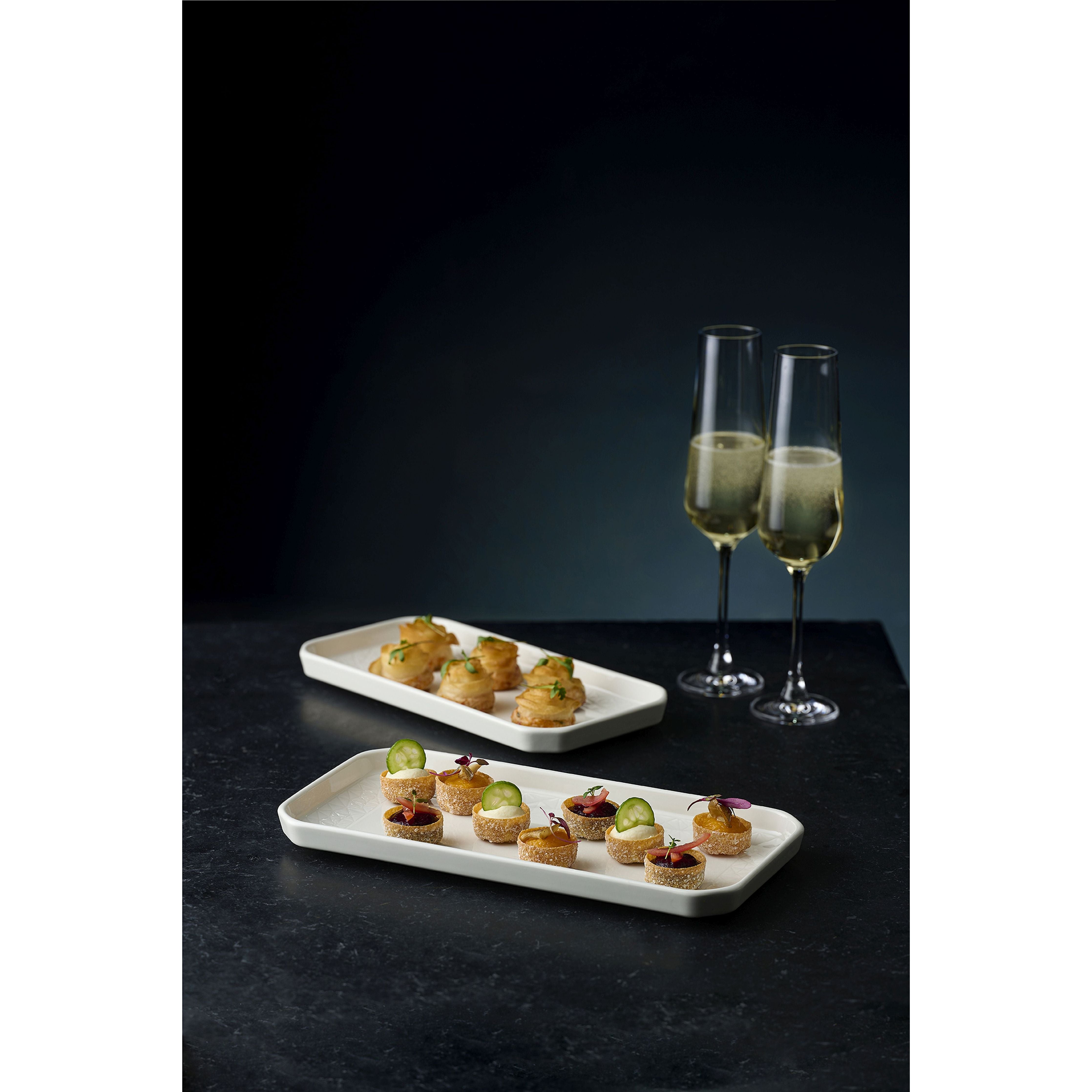 Alchemy Abstract White Shallow Oblong Tray 30 X 14.5cm