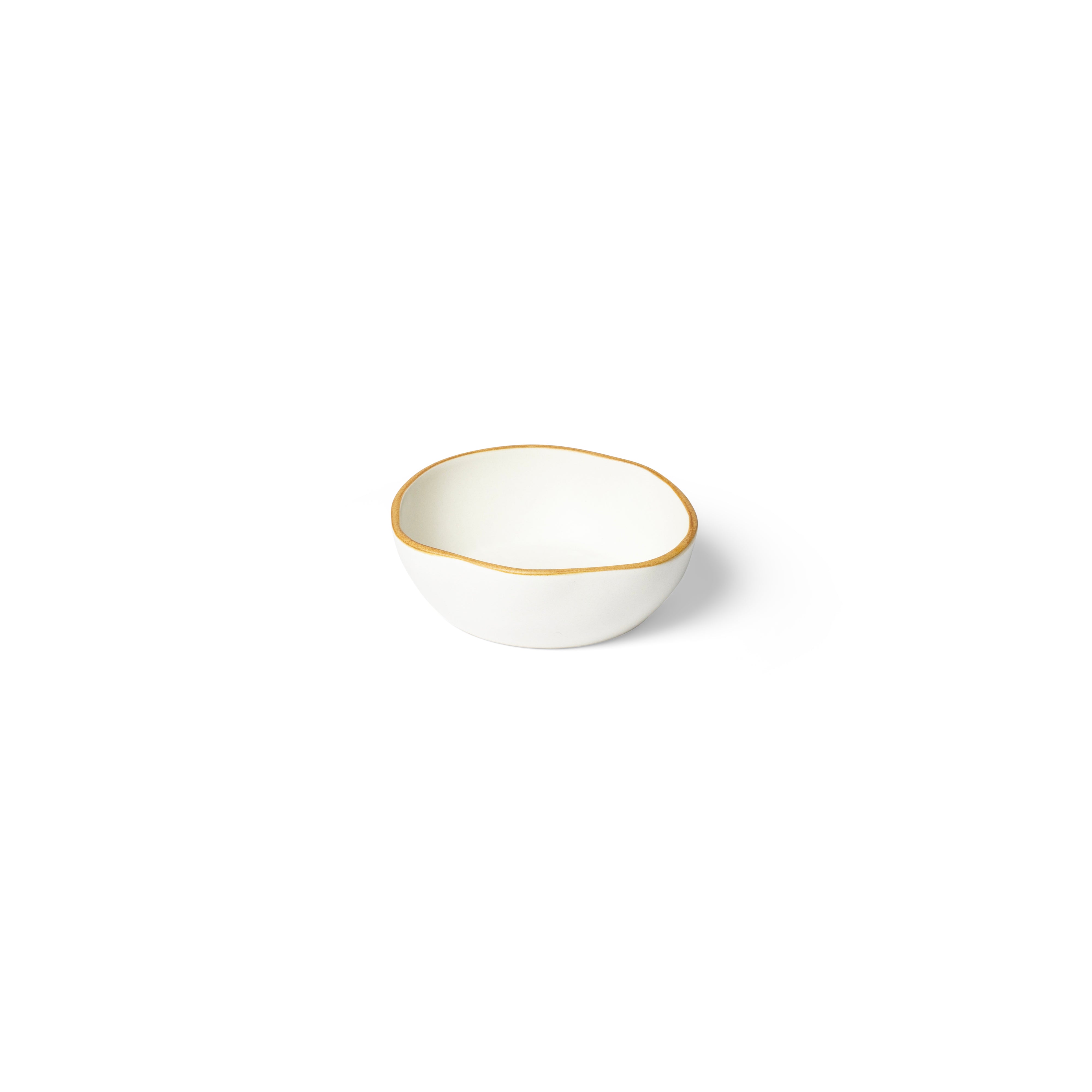 Matte White With Rye Edge Small Stoneware Breakfast Bowl