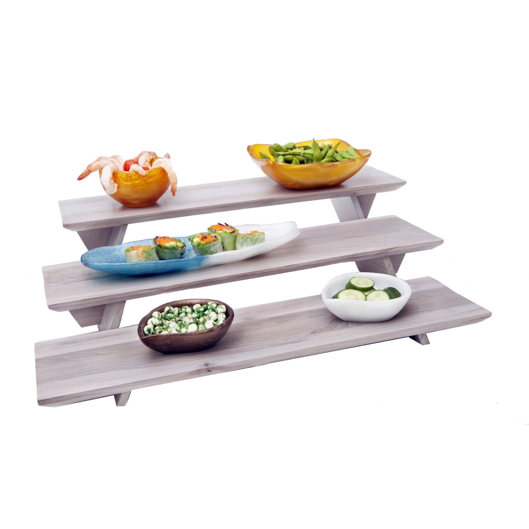 Fusion Grey Wash Teak 3 Piece Riser Set 58.4cm (23")