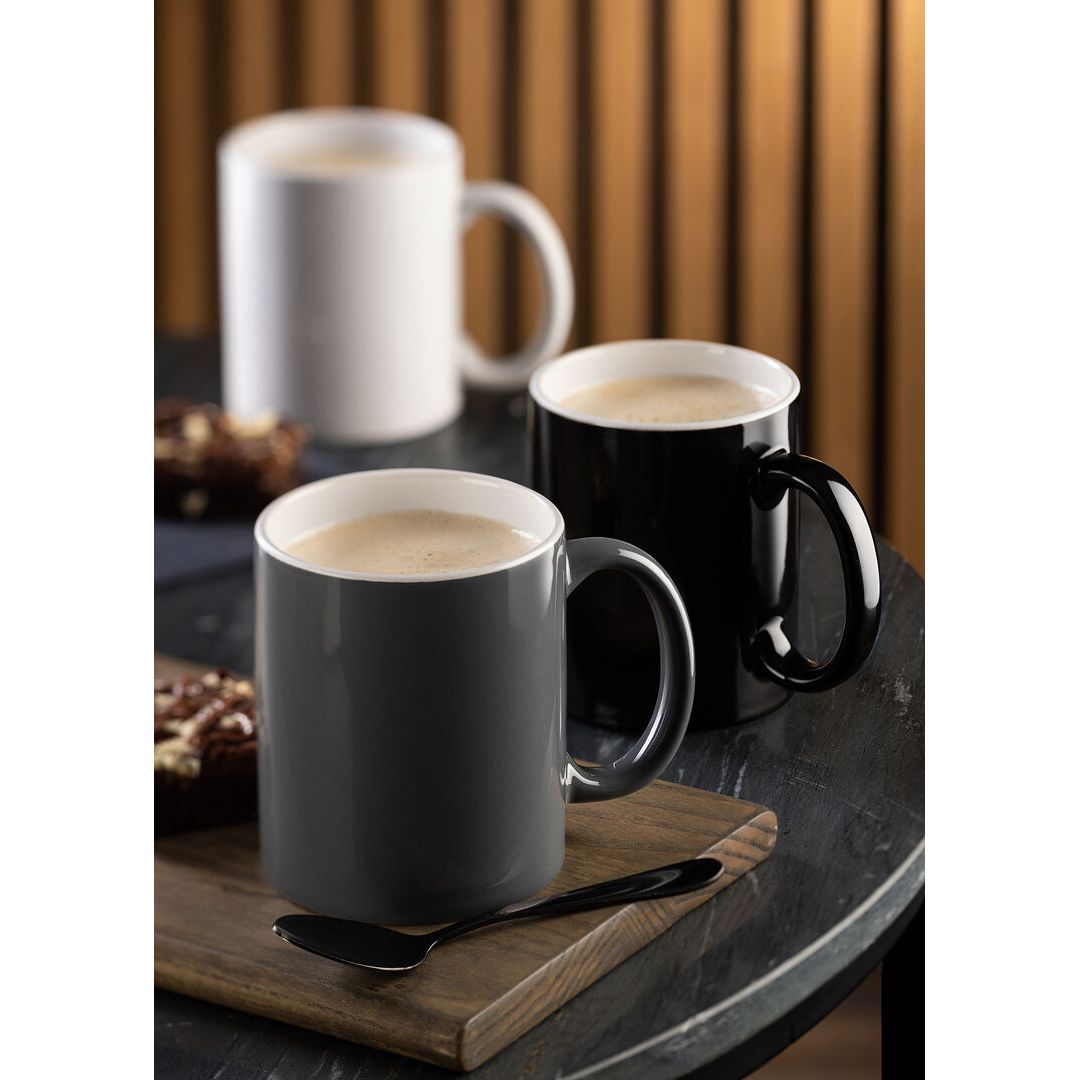 Pure White Straight-Sided Mug 12oz (34cl) - Black