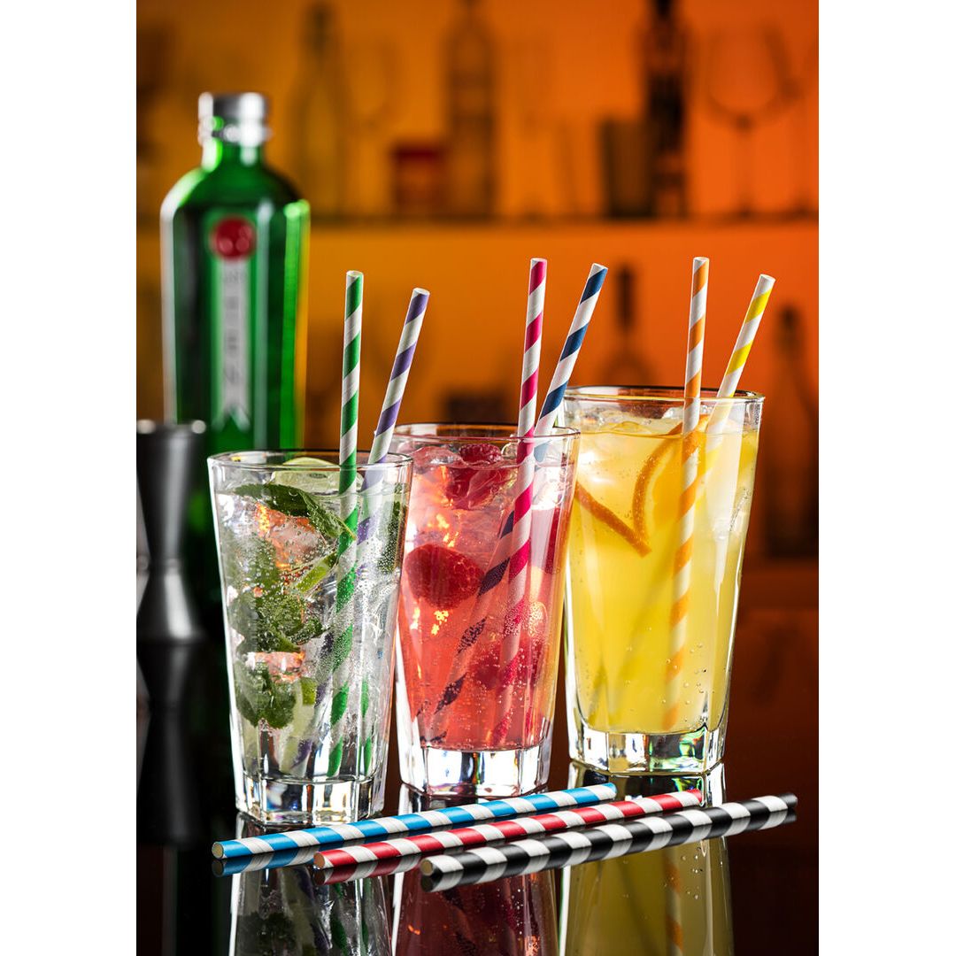 Paper Red Stripe Straw 8" (20cm)