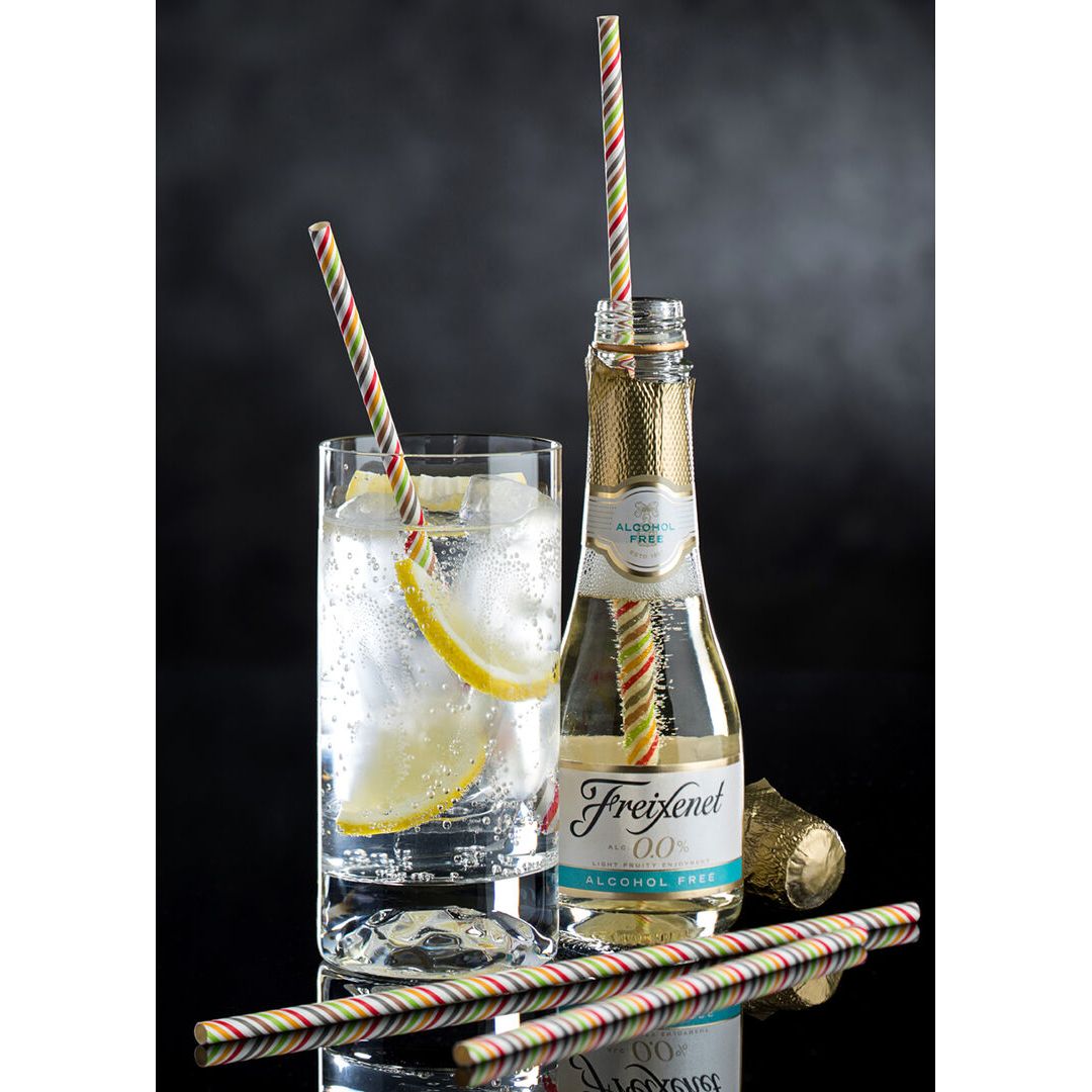 Paper Multi Stripe Straw 8" (20cm) Box of 250