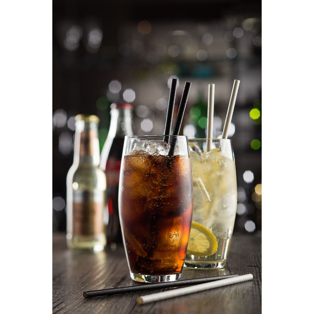 Paper Chevron Matt Silver Straw 8" (20cm)