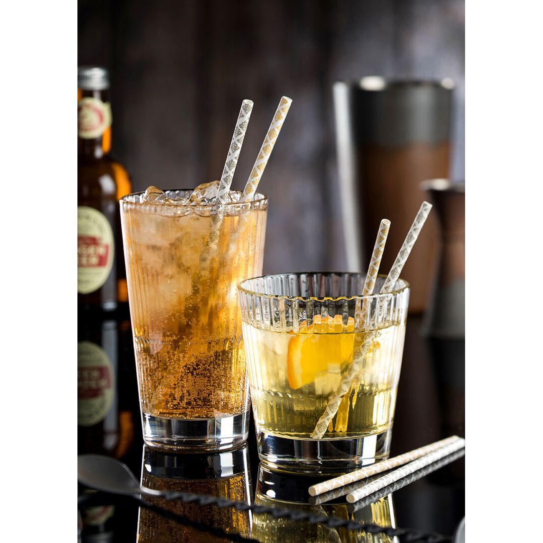 Paper Filigree Gold Cocktail Straw 5.5" (14cm)