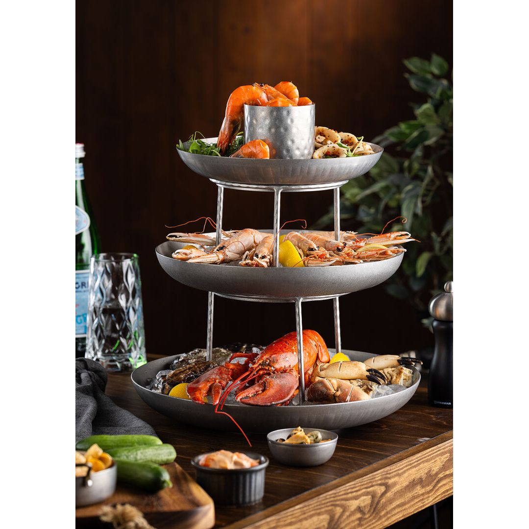 Vintage Steel Seafood Tower Large Stand 19.5x15.5c