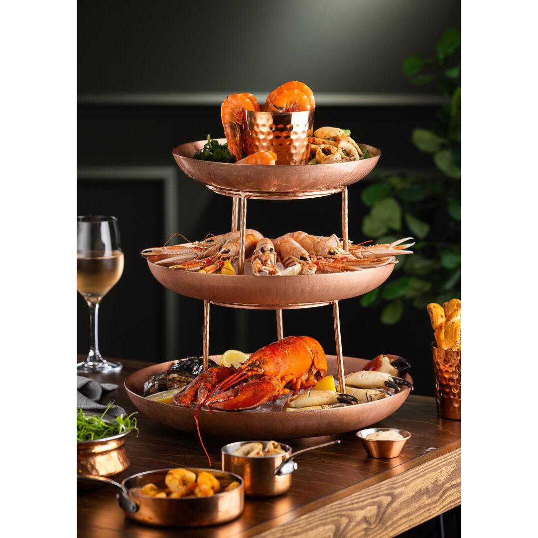 Vintage Copper Seafood Tower Serving Bowl (29.5cm)