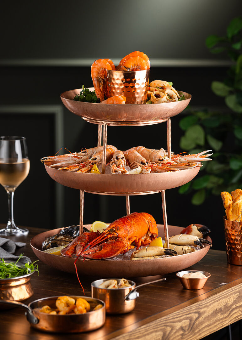 Vintage Copper Seafood Tower Large Stand 19.5x15.5