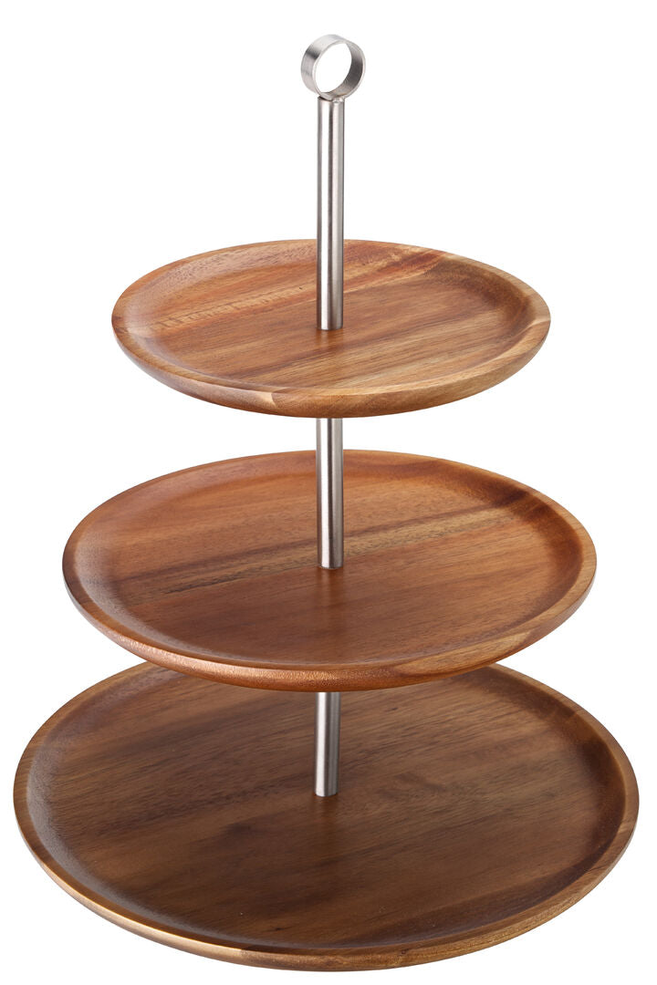 3 Tiered Acacia Sharing Platter 12, 9.75, 8.25"