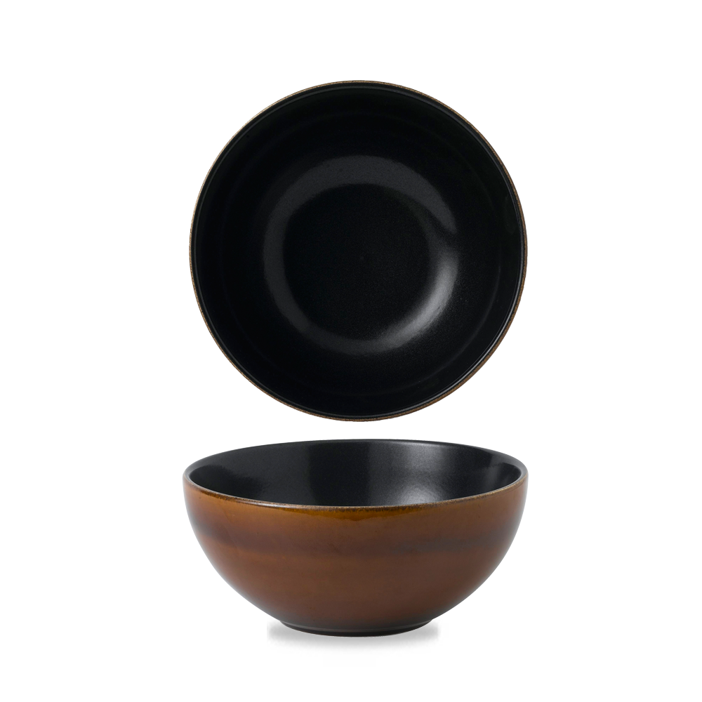 Bit On The Side Porcelain Siena Brown Noodle Bowl 42oz