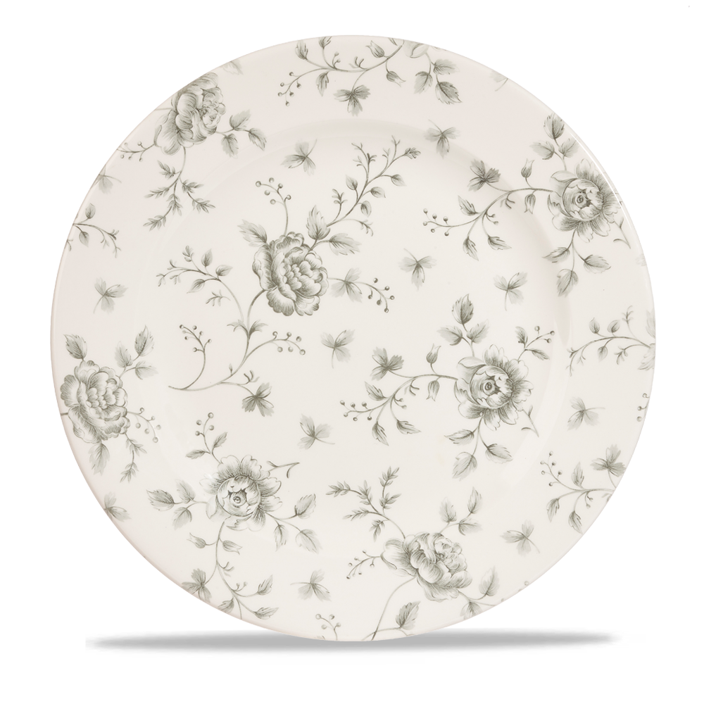 Vintage Prints Rose Chintz Grey Profile Plate 12"