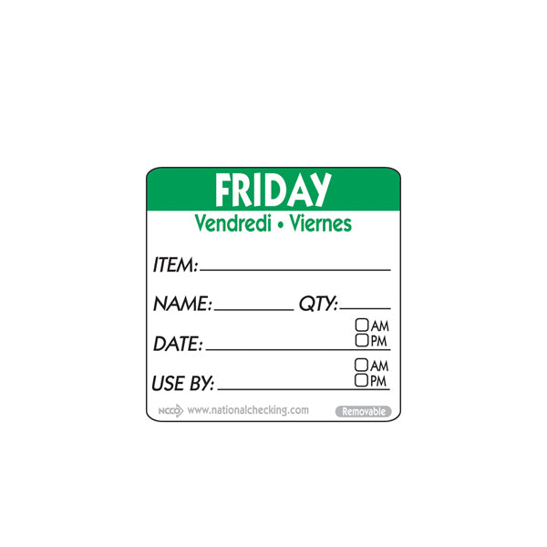 50mm Friday Removable Day Label (500)