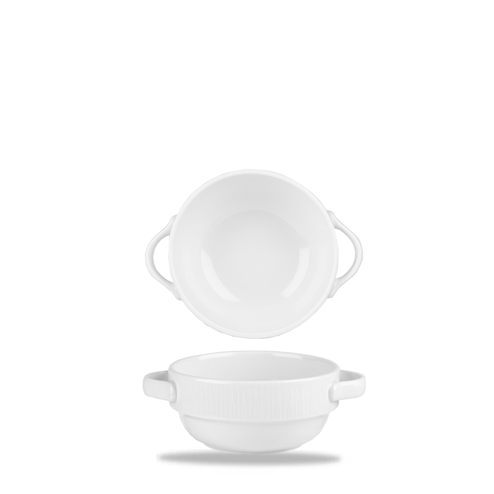 Bamboo White Porcelain Handled Stacking Bowl 12.6oz