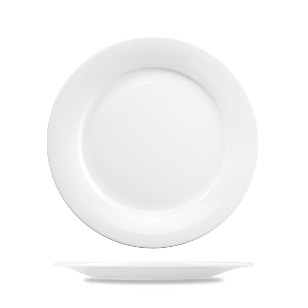 Art De Cuisine Menu White Porcelain Mid Rim Dinner Plate 10"