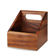 Brown Acacia Wood Square Medium Wooden Carrier 15 x 15cm