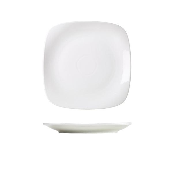 Genware Porcelain Rounded Square Plate 21cm/8.25" - BESPOKE 77