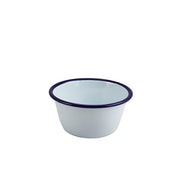 Enamel Round Deep Pie Dish White & Blue 12cm - BESPOKE 77