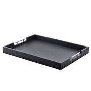 GenWare Solid Black Butlers Tray with Metal Handles 65 x 49cm - BESPOKE 77