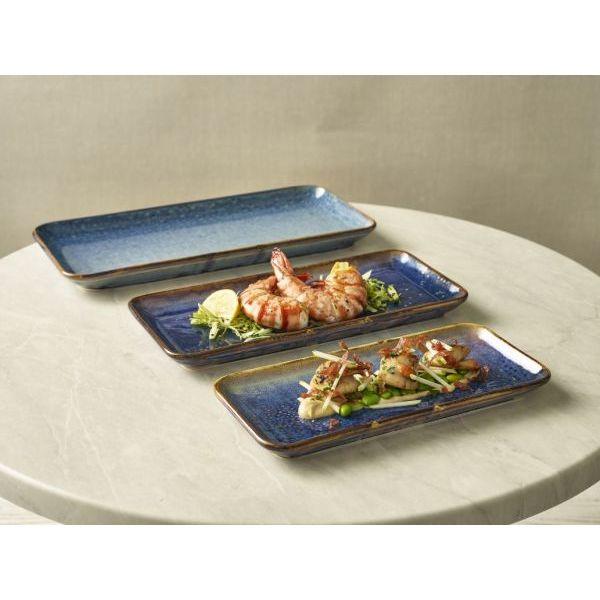 Terra Porcelain Aqua Blue Narrow Rectangular Platter 36 x 16.5cm - BESPOKE 77