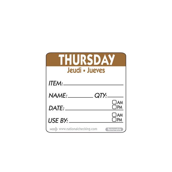 50mm Thursday Removable Day Label (500) - BESPOKE 77