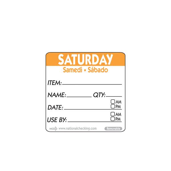 50mm Saturday Removable Day Label (500) - BESPOKE 77