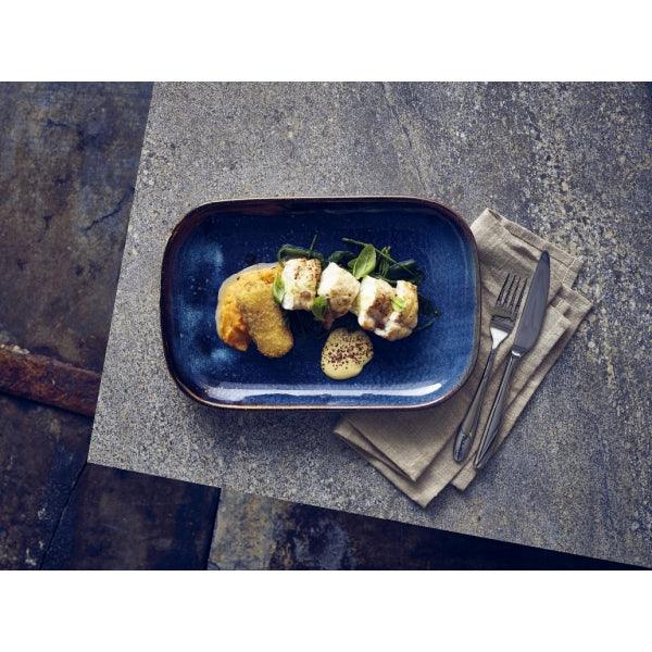 Terra Porcelain Aqua Blue Rectangular Plate 34.5 x 23.5cm - BESPOKE 77