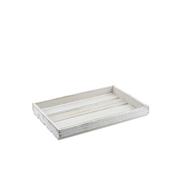 Genware White Wash Wooden Crate 35 x 23 x 4cm - BESPOKE 77