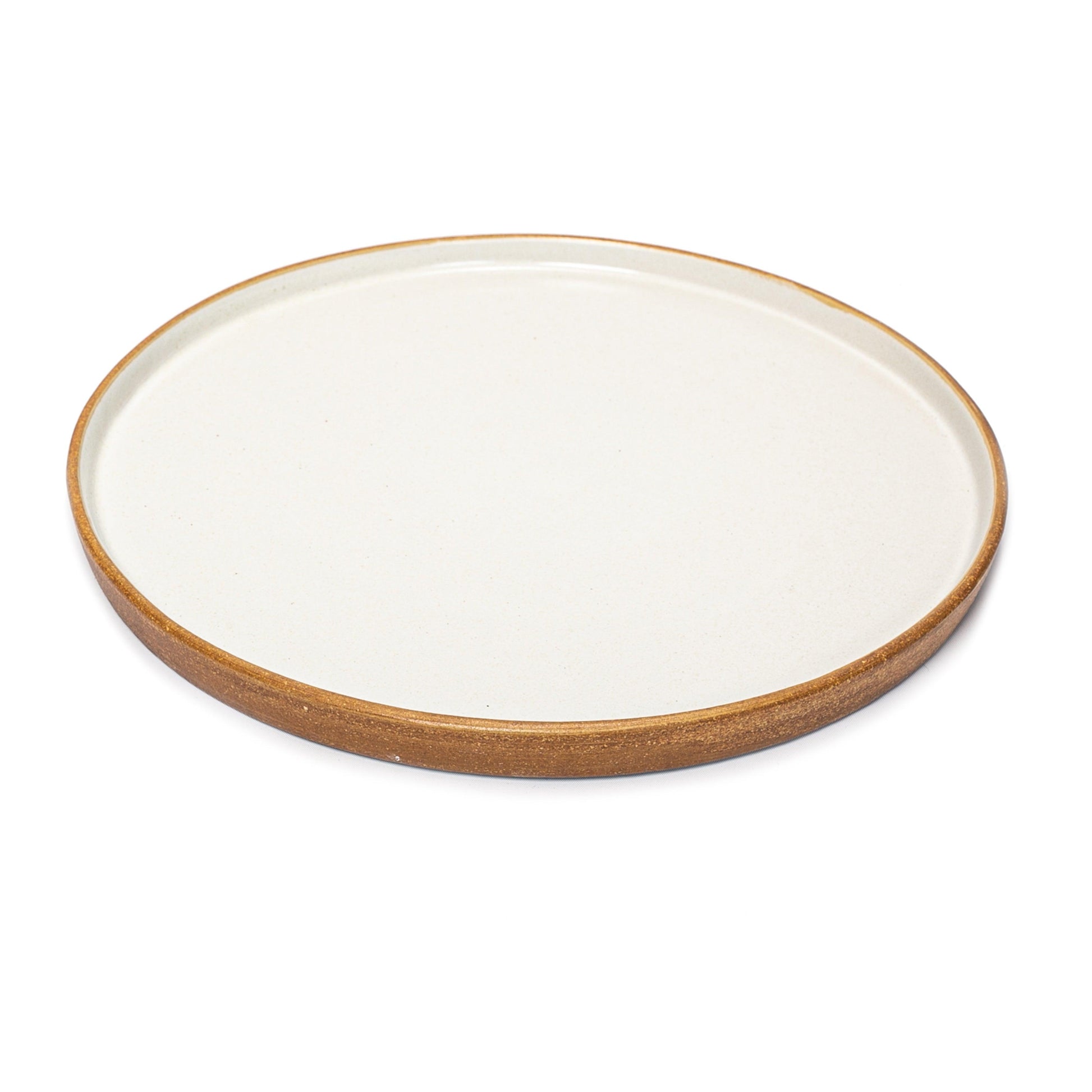 Matte White With Rye Edge Large Flat Stoneware Plate 30cm Dia