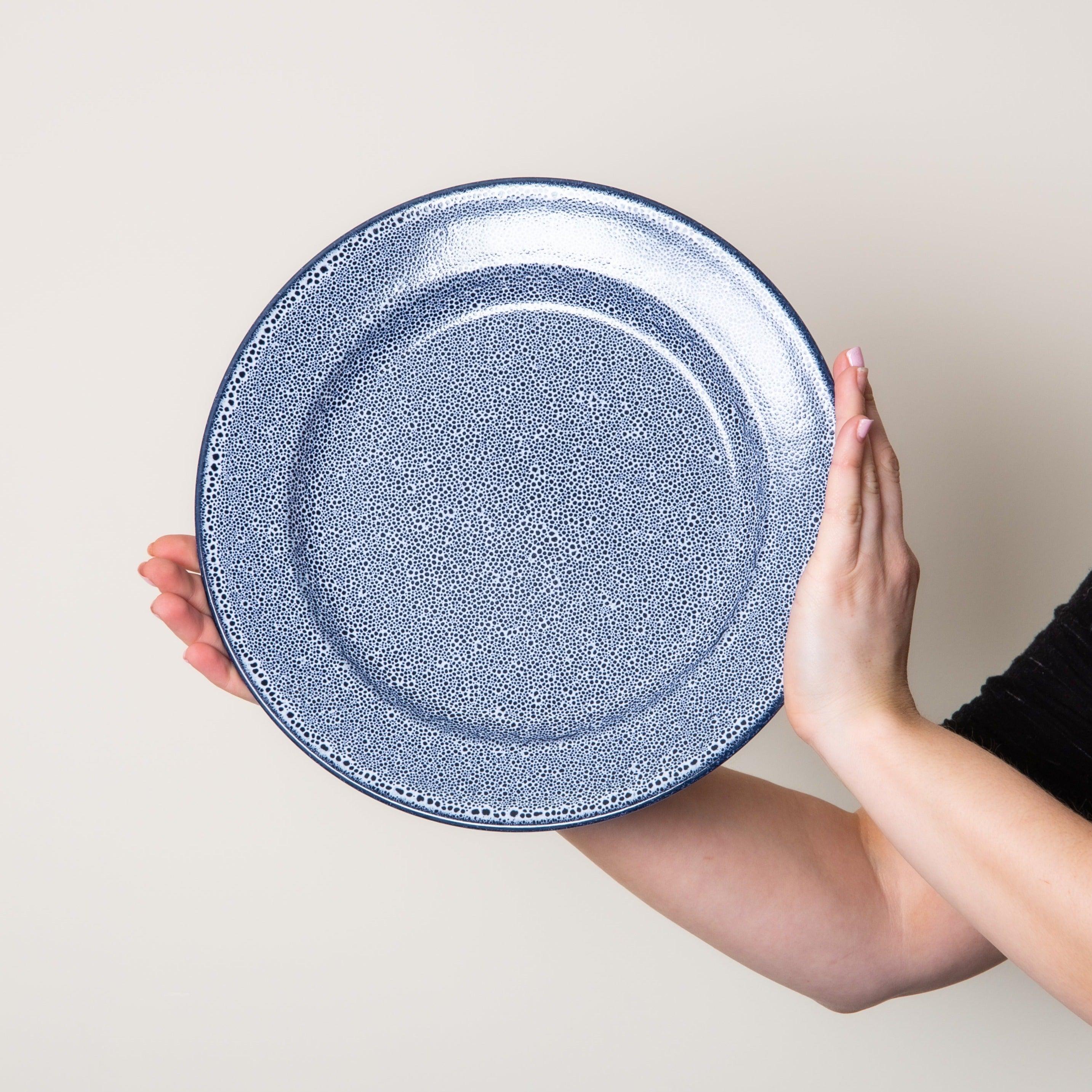 Premium Sapphire Blue Speckled 12 Piece Dinnerware Set - BESPOKE77