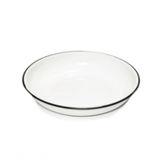 19.5cm Cream Enamel Plate with Black Trim - BESPOKE77